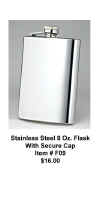 Stainless Steel 8 OZ. Flask With Secure Cap
