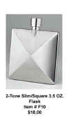 2-Tone Stainless Steel 3.5 OZ. Flask With Secure Cap - Slim/Square (Click Here To Enlarge)